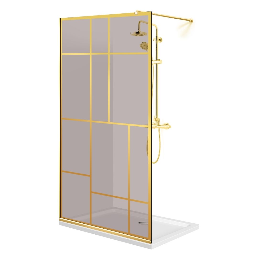 Paravan dus Walk-in, Perete dus  Auriu, #Mat #Matt