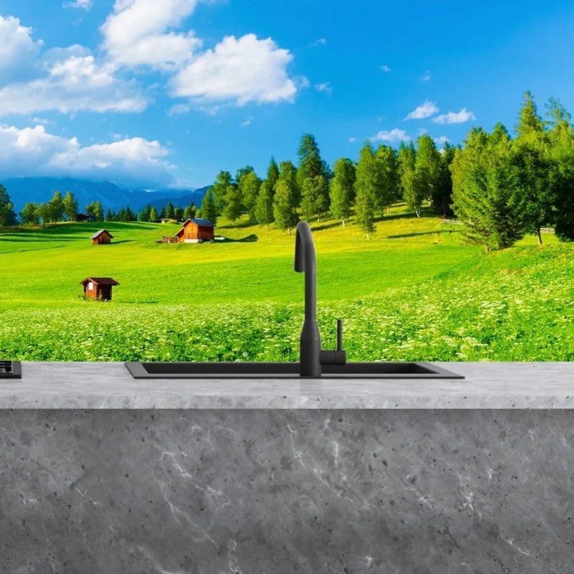 Vetro stampato per rivestimenti cucina, modello PAESAGGIO