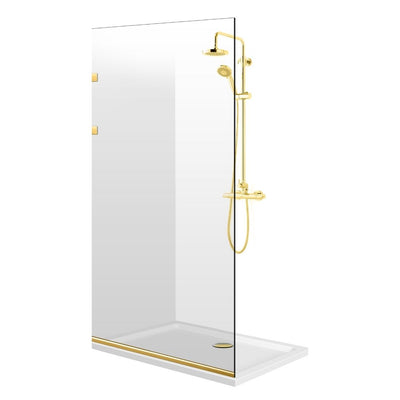 Paravan dus Walk-in, Perete dus Inox, auriu, #Clara #Víztiszta