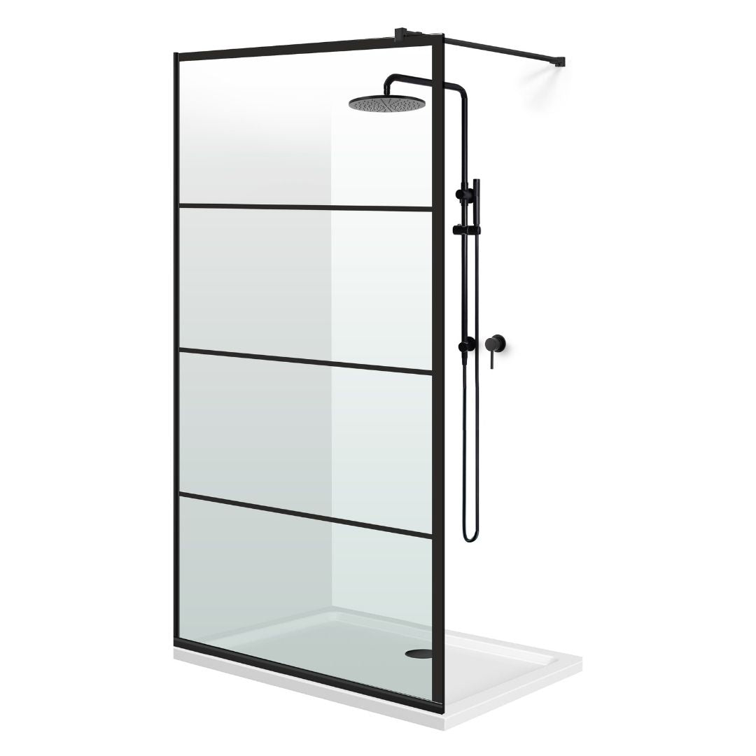 Paravan dus Walk-in, Perete dus  Negru, #Clara #Víztiszta