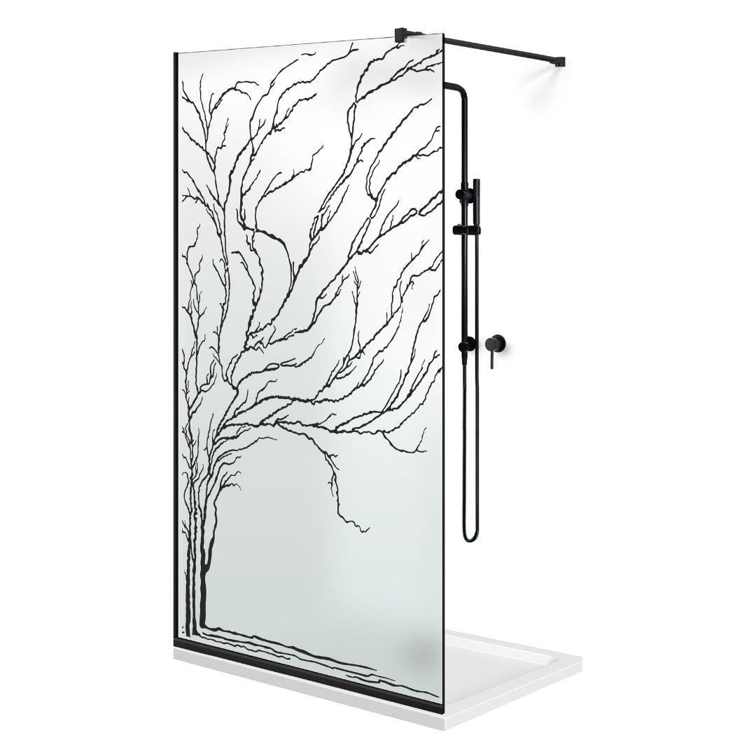 Paravan dus Walk-in, Perete dus  Negru, #Mat #Matt