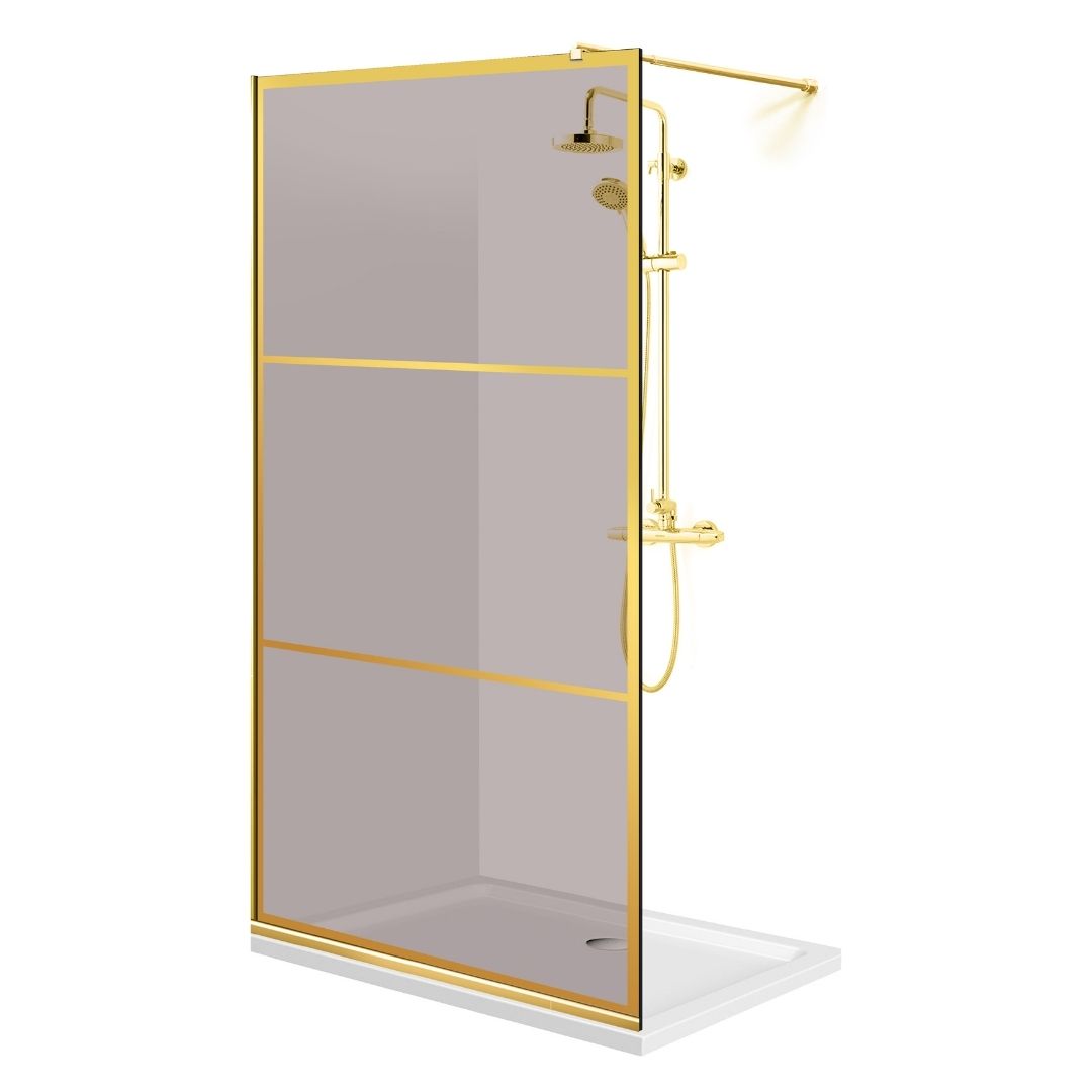 Paravan dus Walk-in, Perete dus  Auriu, #Bronz #Bronz