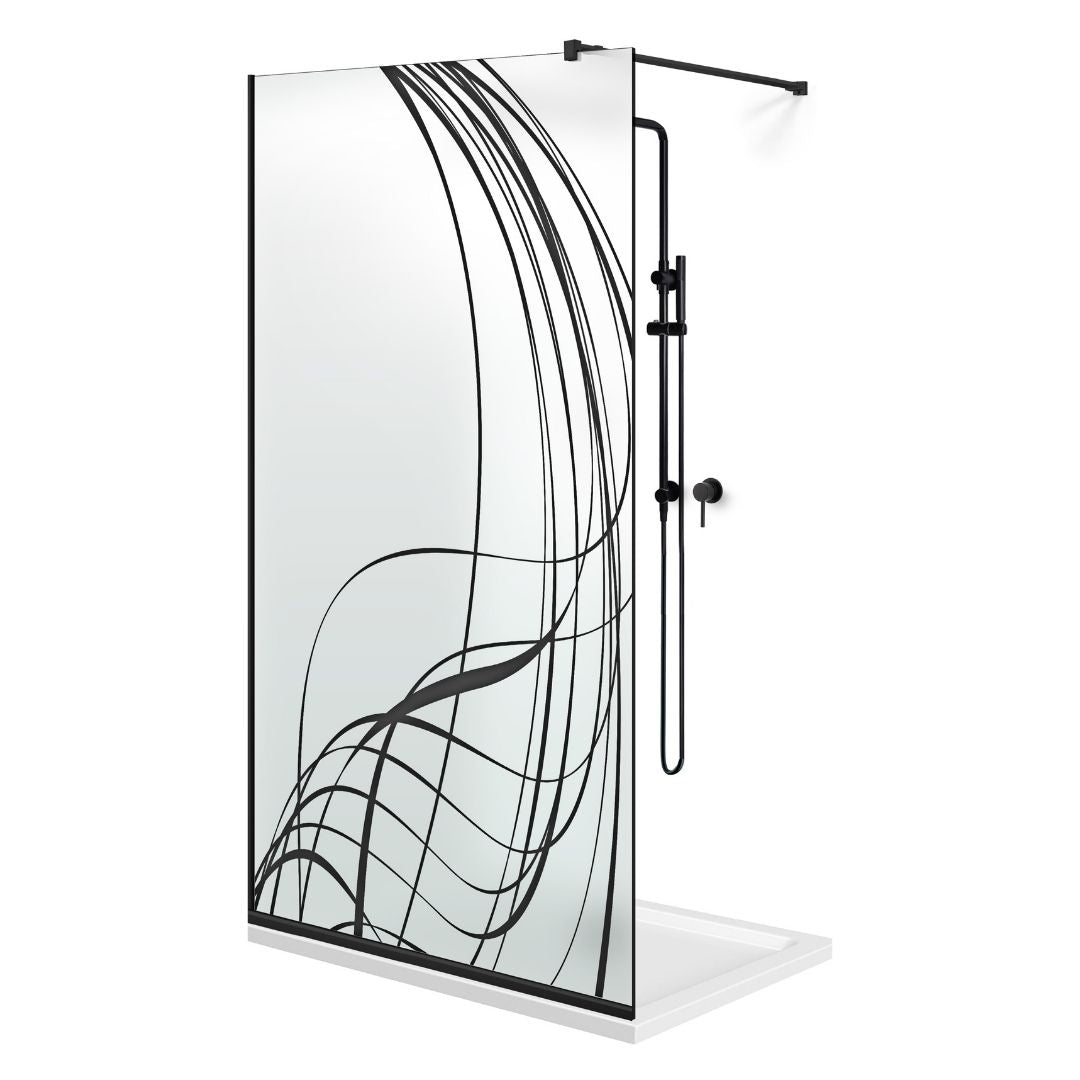 Paravan dus Walk-in, Perete dus  Negru, #Mat #Matt