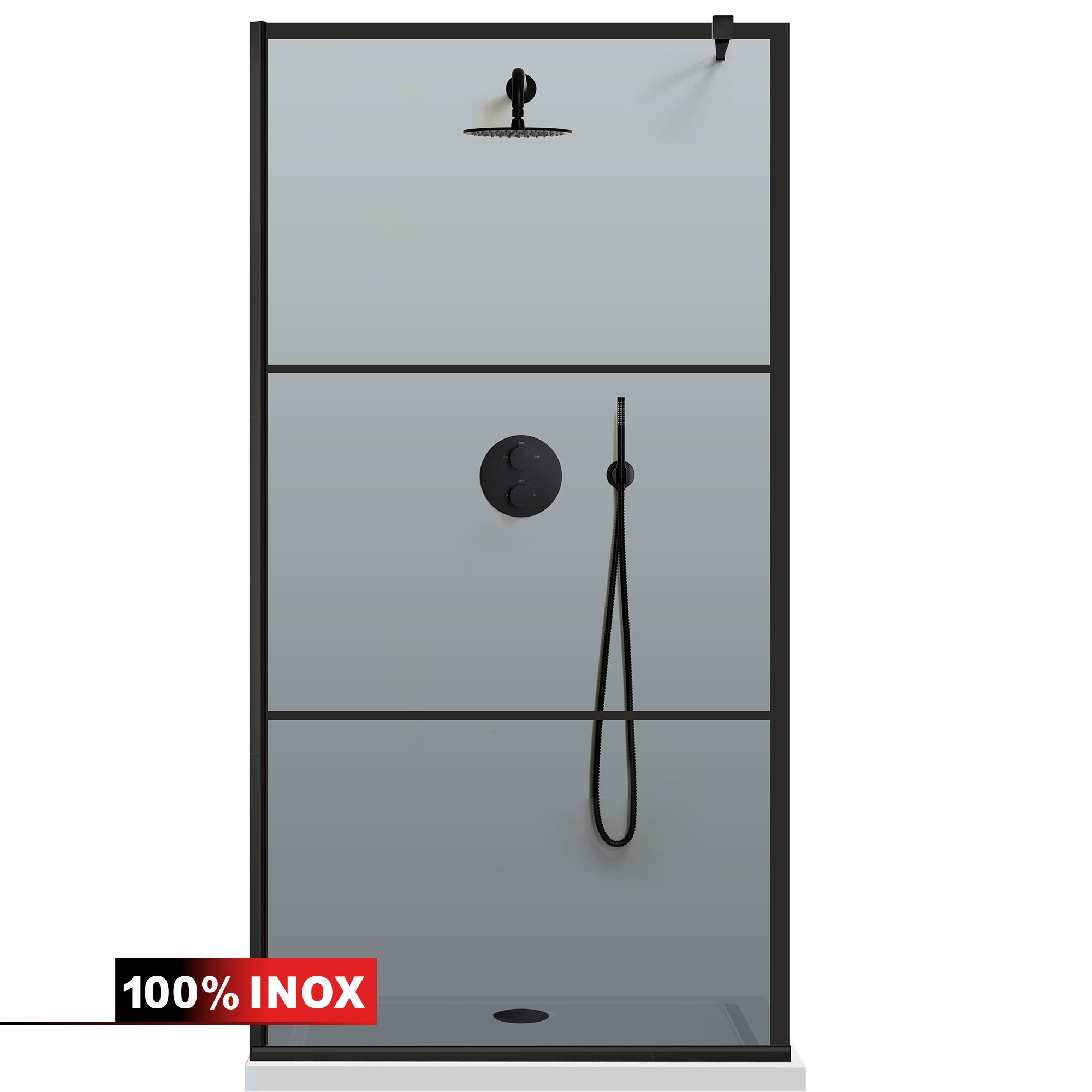 Paravan dus Walk-in, Perete dus  Negru, #Gri #Szürke