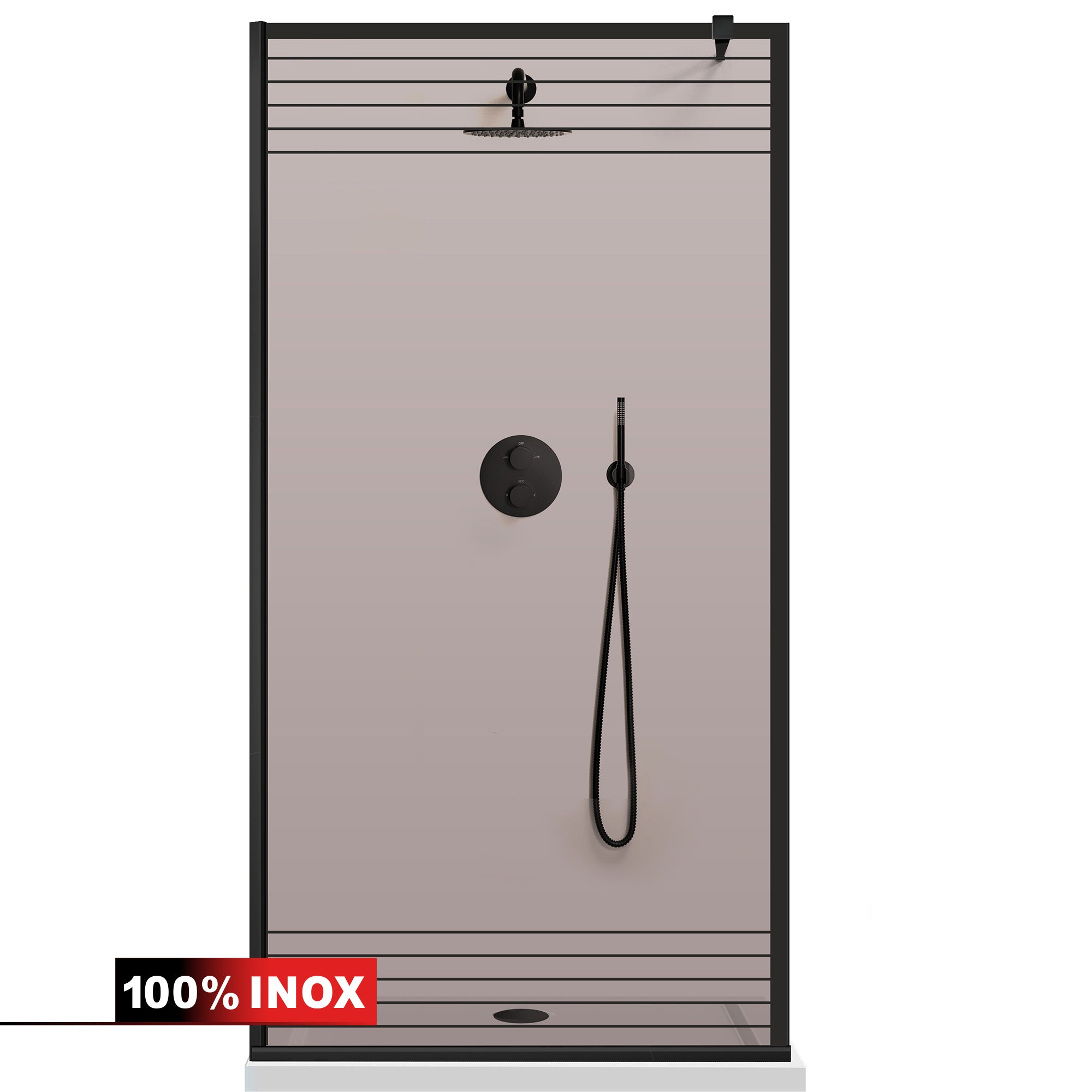 Paravan dus Walk-in, Perete dus  Negru, #Bronz #Bronz