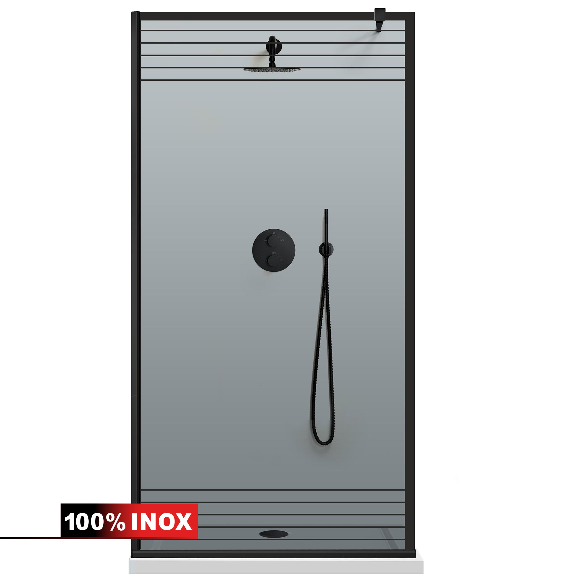 Paravan dus Walk-in, Perete dus  Negru, #Gri #Szürke