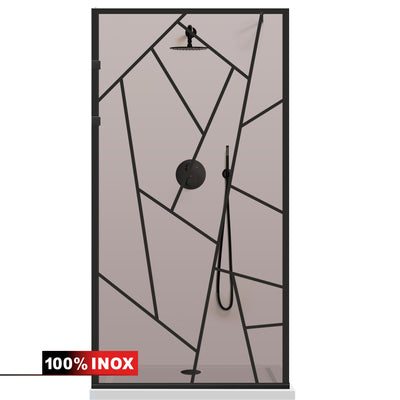 Paravan dus Walk-in, Perete dus Inox, negru mat #Bronz