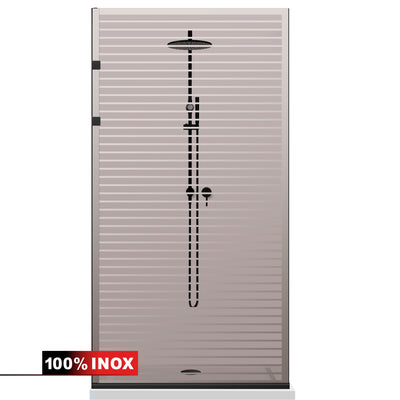 Paravan dus Walk-in, Perete dus Inox, negru mat #Bronz