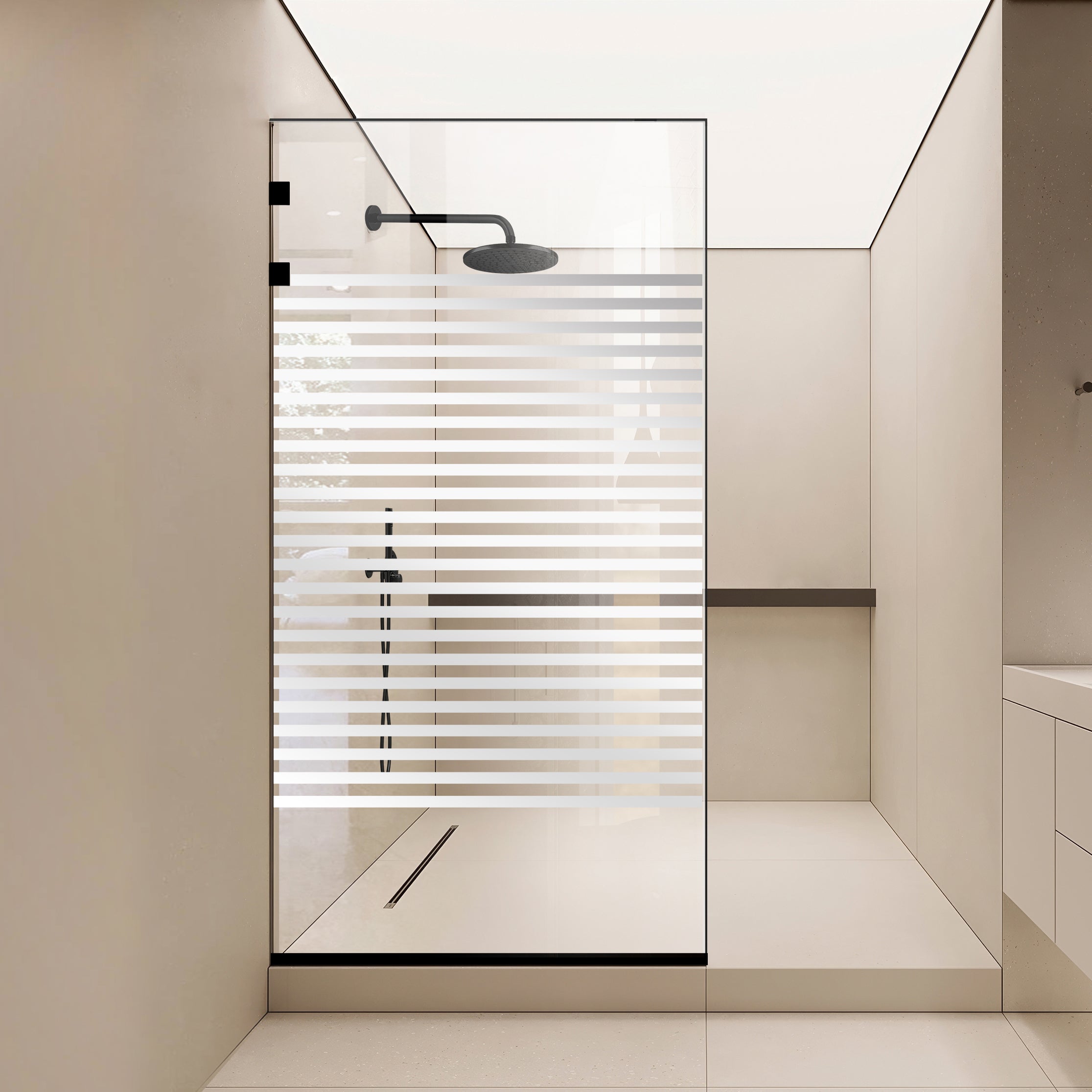 Paravan dus Walk-in, Perete dus Inox, negru mat, #Clara #Víztiszta