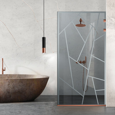 Paravan dus Walk-in, Perete dus Inox, cupru #Gri
