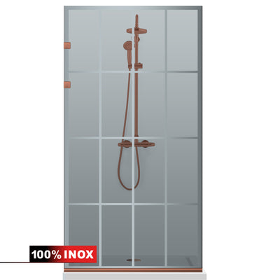 Paravan dus Walk-in, Perete dus Inox, cupru #Gri