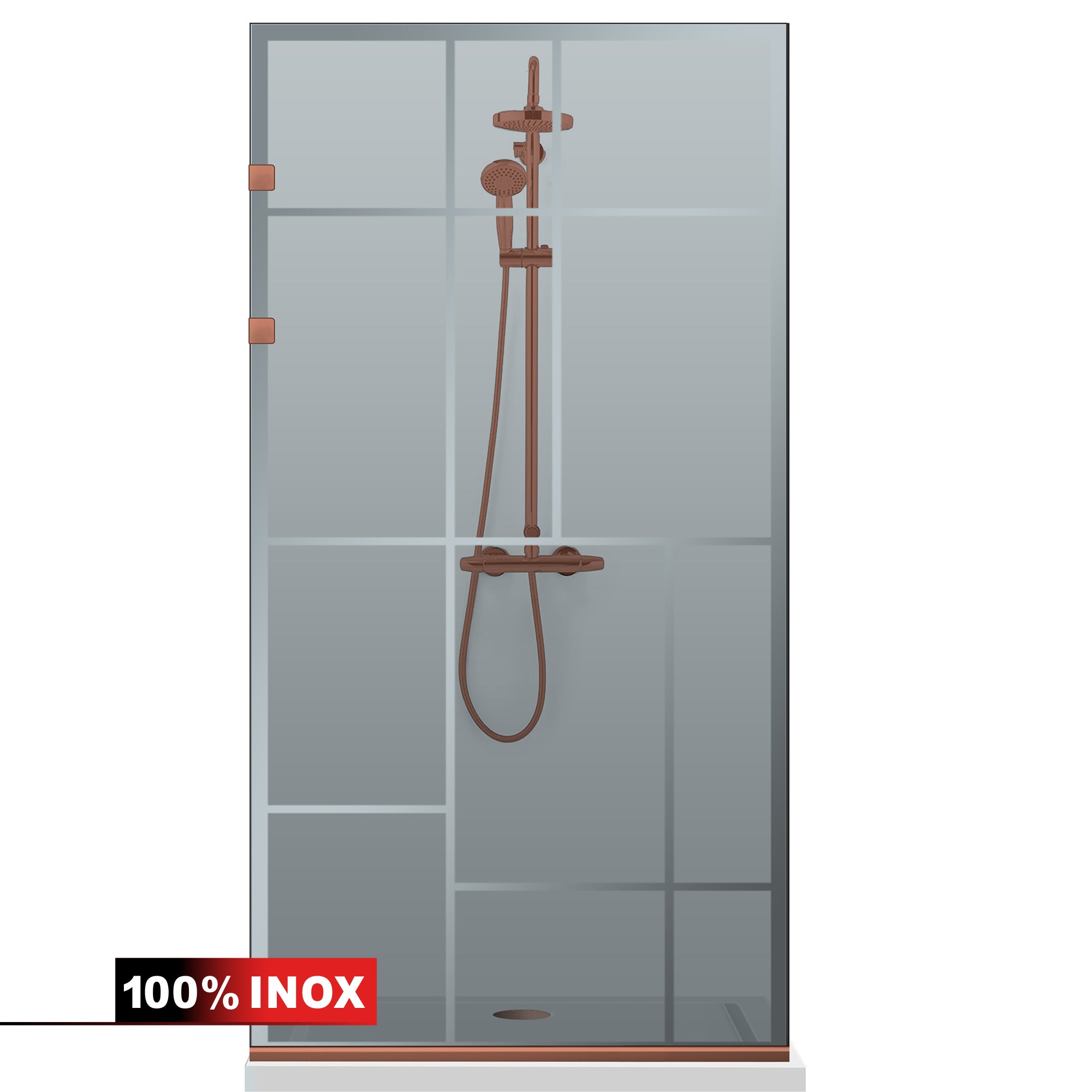 Paravan dus Walk-in, Perete dus Inox, cupru #Gri