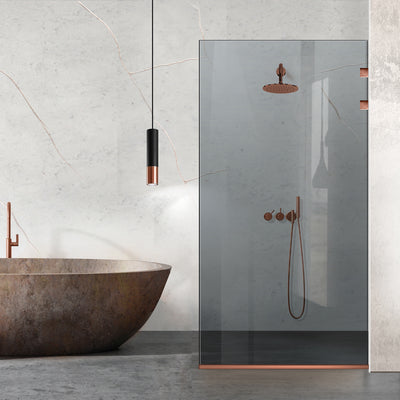 Paravan dus Walk-in, Perete dus Inox, cupru #Gri
