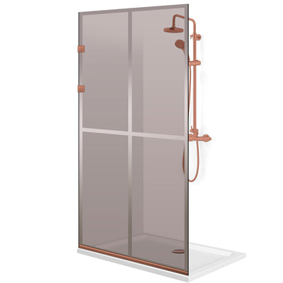 Paravan dus Walk-in, Perete dus Inox, cupru #Bronz