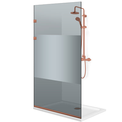 Paravan dus Walk-in, Perete dus Inox, cupru #Gri
