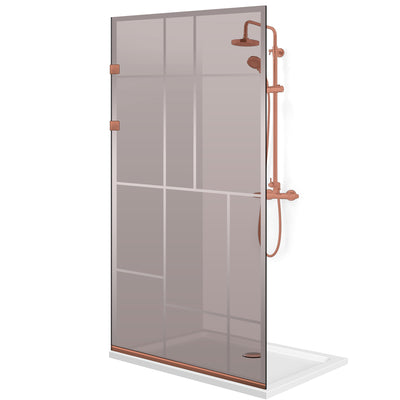 Paravan dus Walk-in, Perete dus Inox, cupru #Bronz