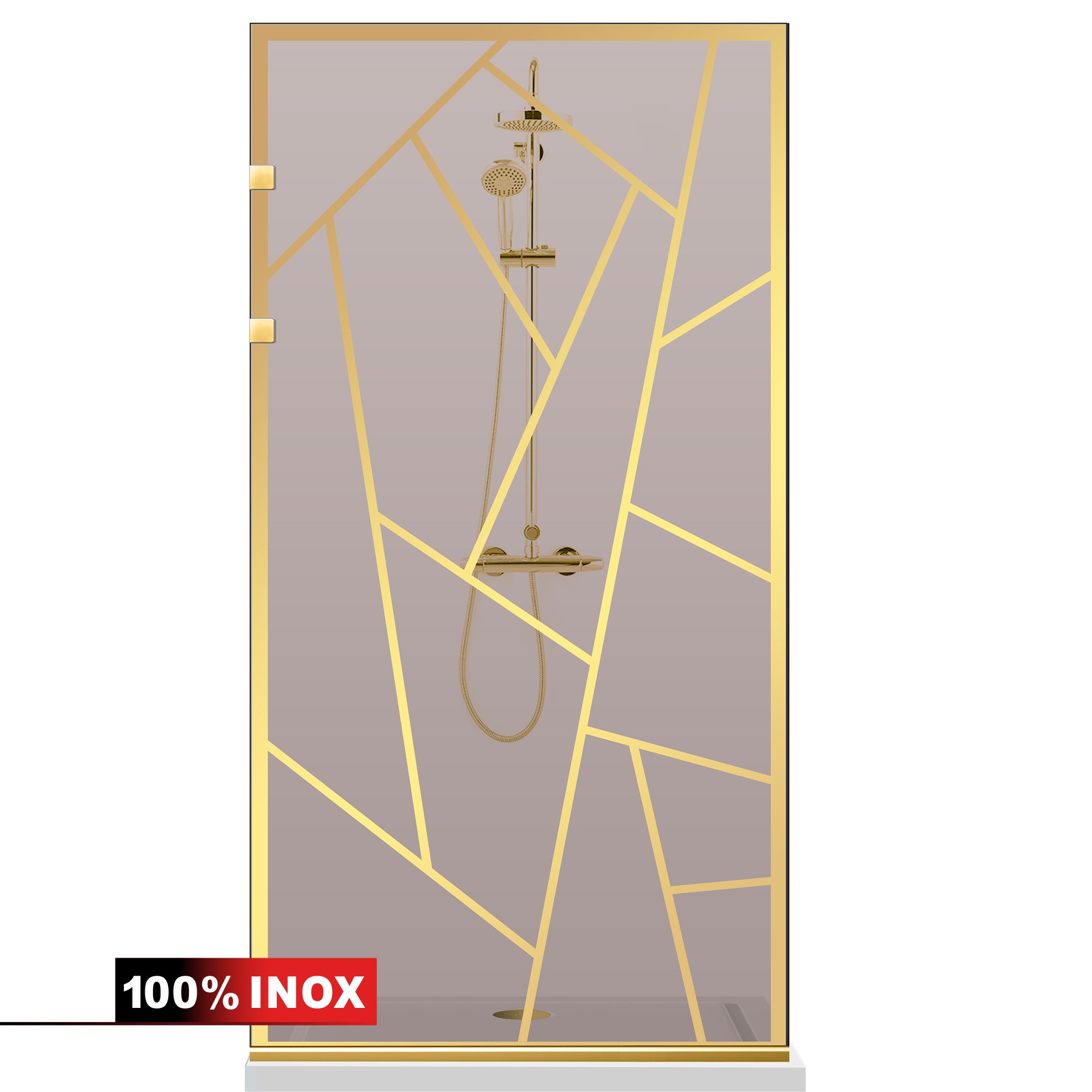 Paravan dus Walk-in, Perete dus Inox, auriu #Bronz