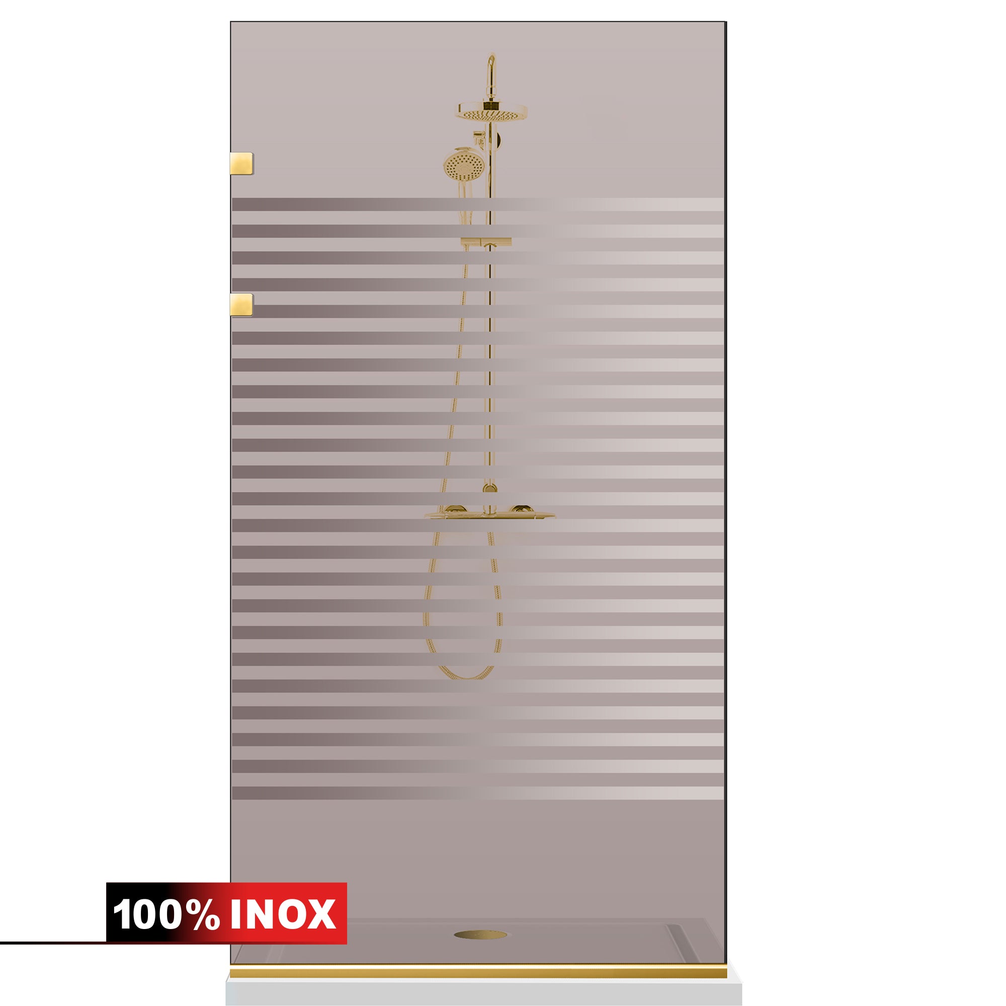Paravan dus Walk-in, Perete dus Inox, auriu #Bronz