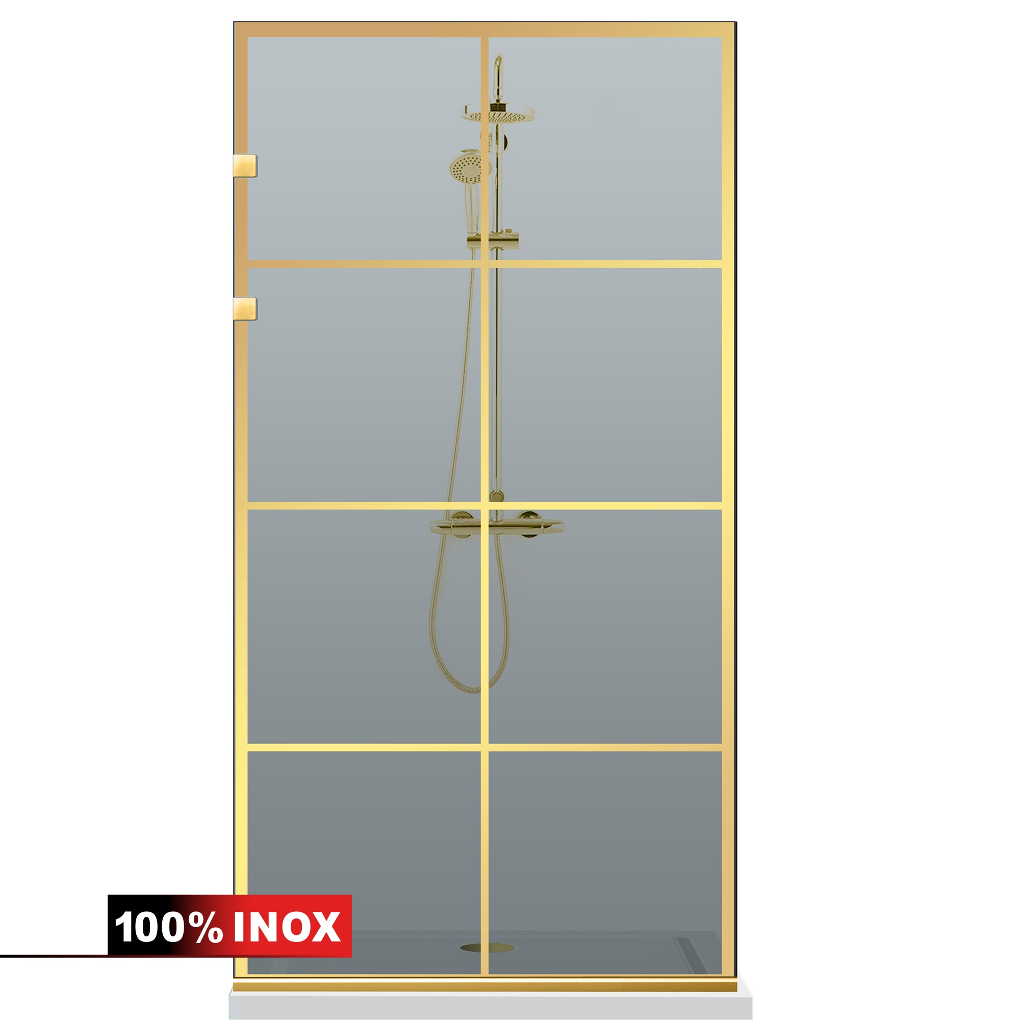 Paravan dus Walk-in, Perete dus Inox, auriu #Gri