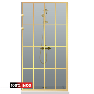 Paravan dus Walk-in, Perete dus Inox, auriu #Gri