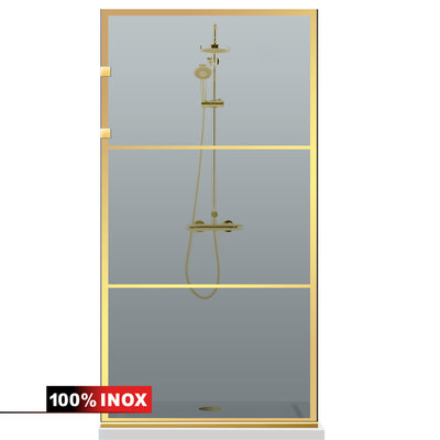 Paravan dus Walk-in, Perete dus Inox, auriu #Gri