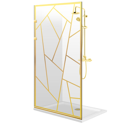 Paravan dus Walk-in, Perete dus Inox, auriu, #Clara #Víztiszta