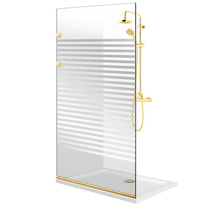 Paravan dus Walk-in, Perete dus Inox, auriu, #Clara #Víztiszta