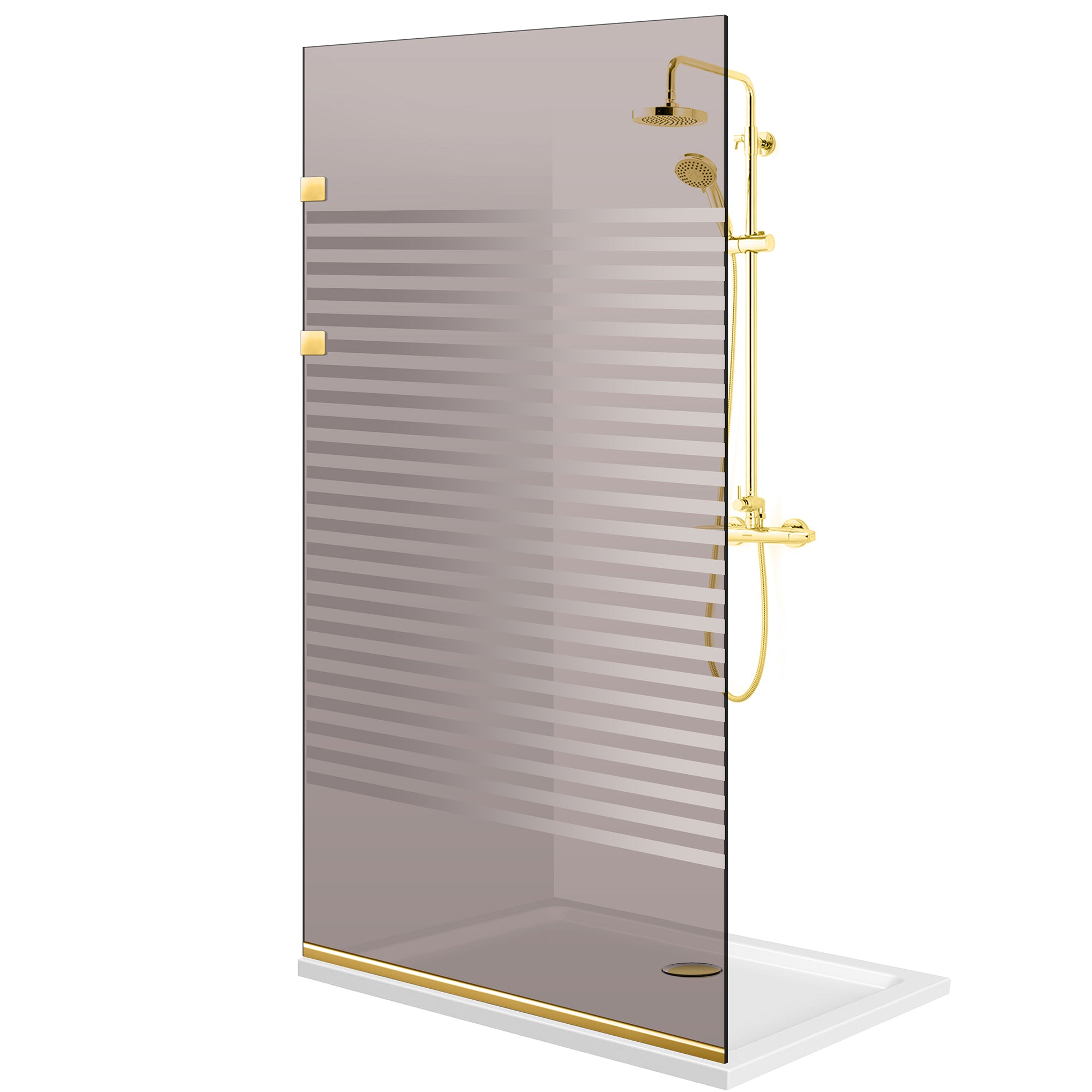 Paravan dus Walk-in, Perete dus Inox, auriu #Bronz