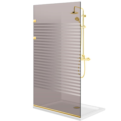 Paravan dus Walk-in, Perete dus Inox, auriu #Bronz