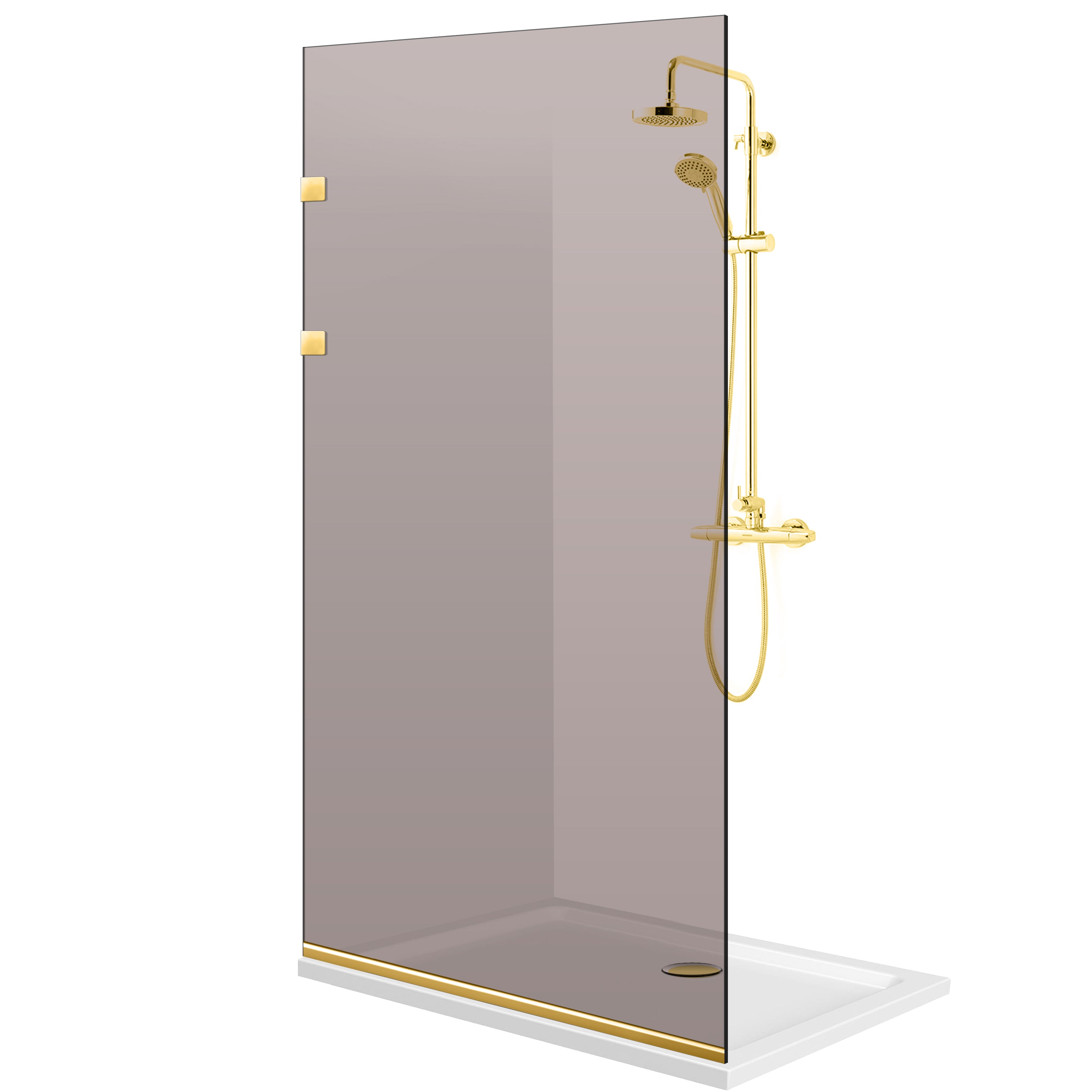 Paravan dus Walk-in, Perete dus Inox, auriu #Bronz