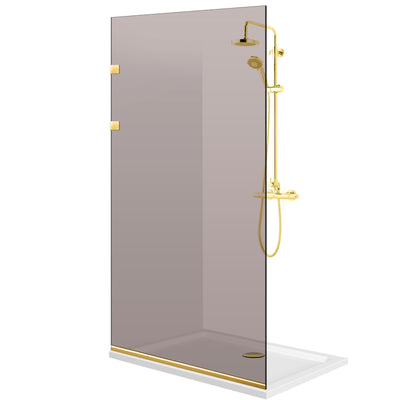 Paravan dus Walk-in, Perete dus Inox, auriu #Bronz