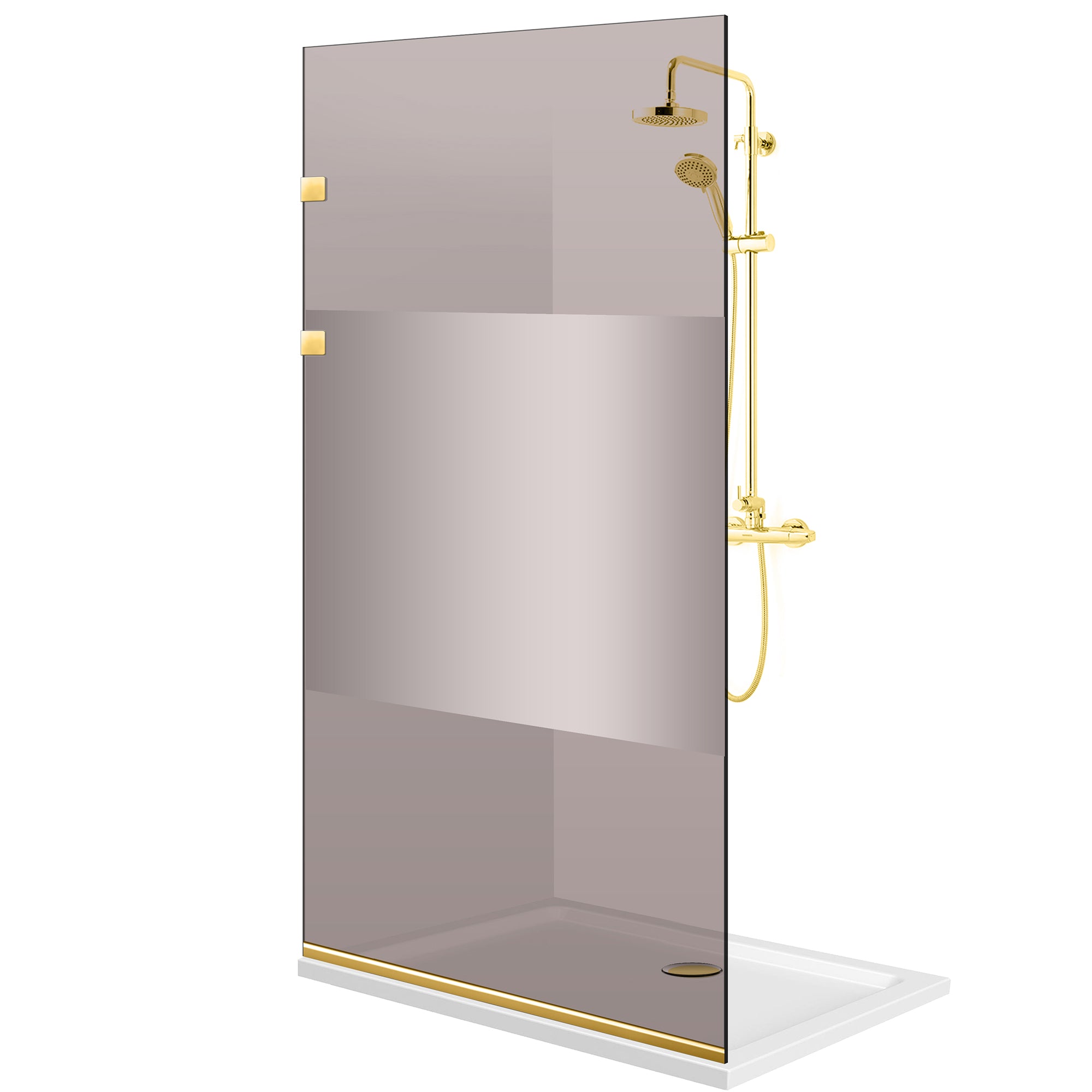Paravan dus Walk-in, Perete dus Inox, auriu #Bronz