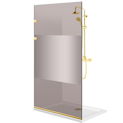 Paravan dus Walk-in, Perete dus Inox, auriu #Bronz