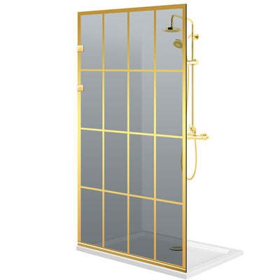 Paravan dus Walk-in, Perete dus Inox, auriu #Gri