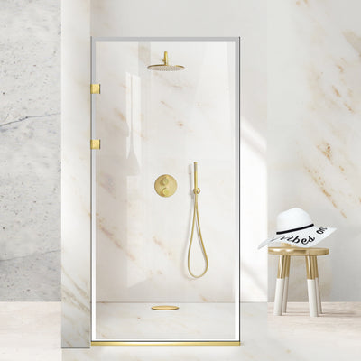 Paravan dus Walk-in, Perete dus Inox, auriu, #Clara #Víztiszta