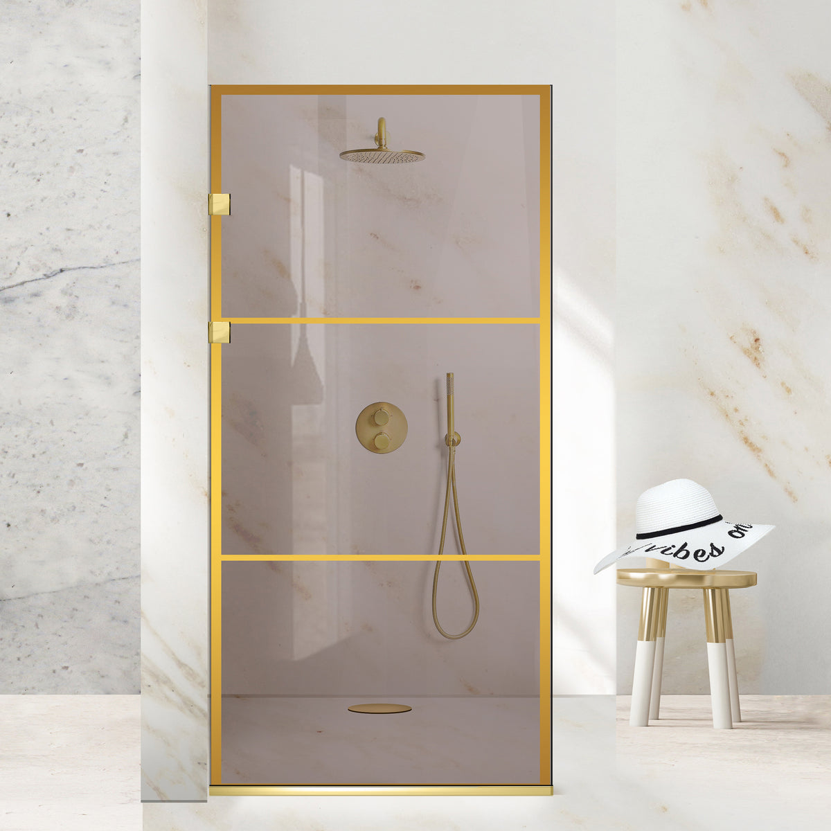 Parois de Douche Walk-in, Parete doccia in Acciaio inox, dorato #Bronzo