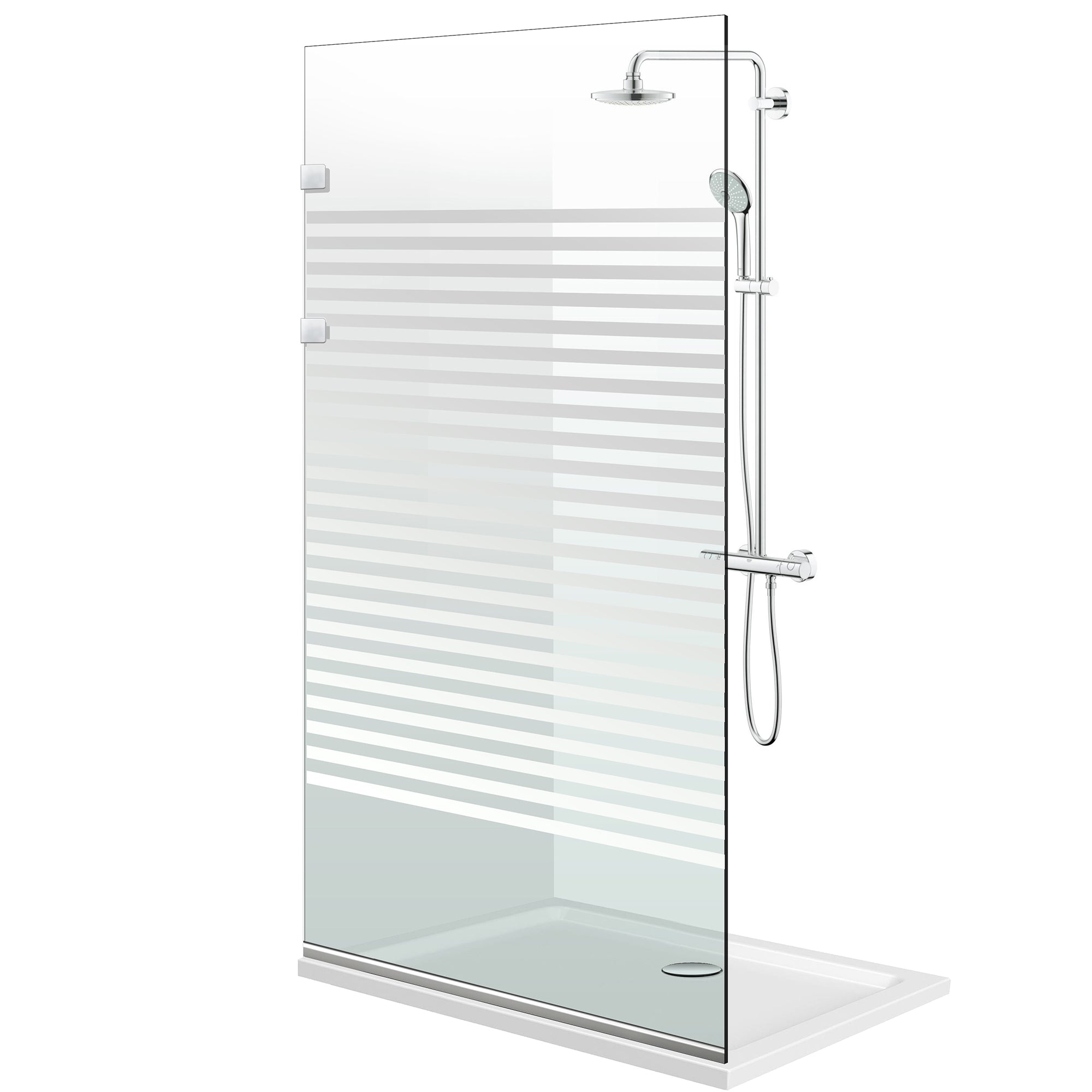 Paravento doccia walk-in Aqua Elegance ® INOX, modello Bali incolore, ferramenta completamente in acciaio inox, vetro chiaro, temperato