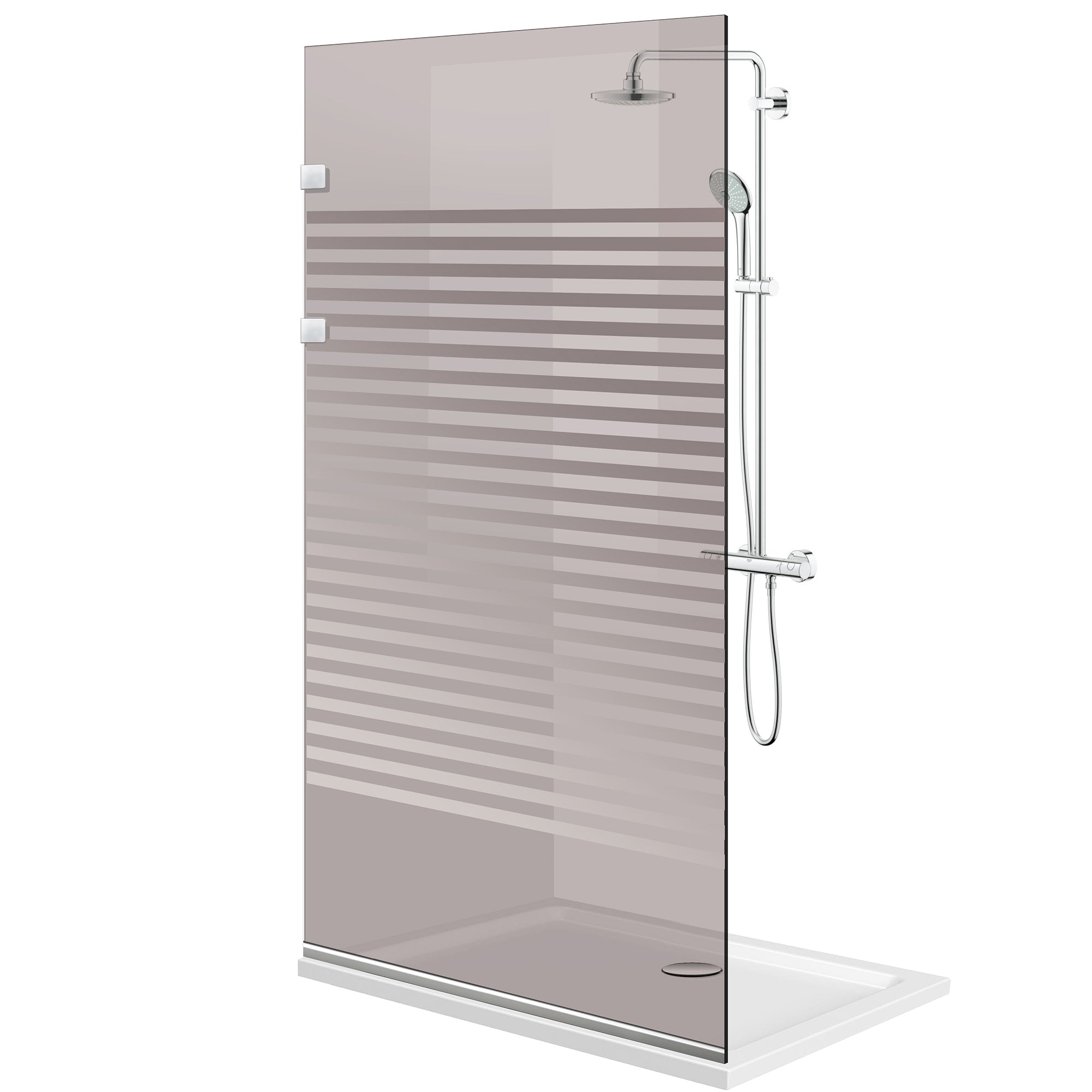 Paravan dus Walk-in, Perete dus Inox, #Bronz