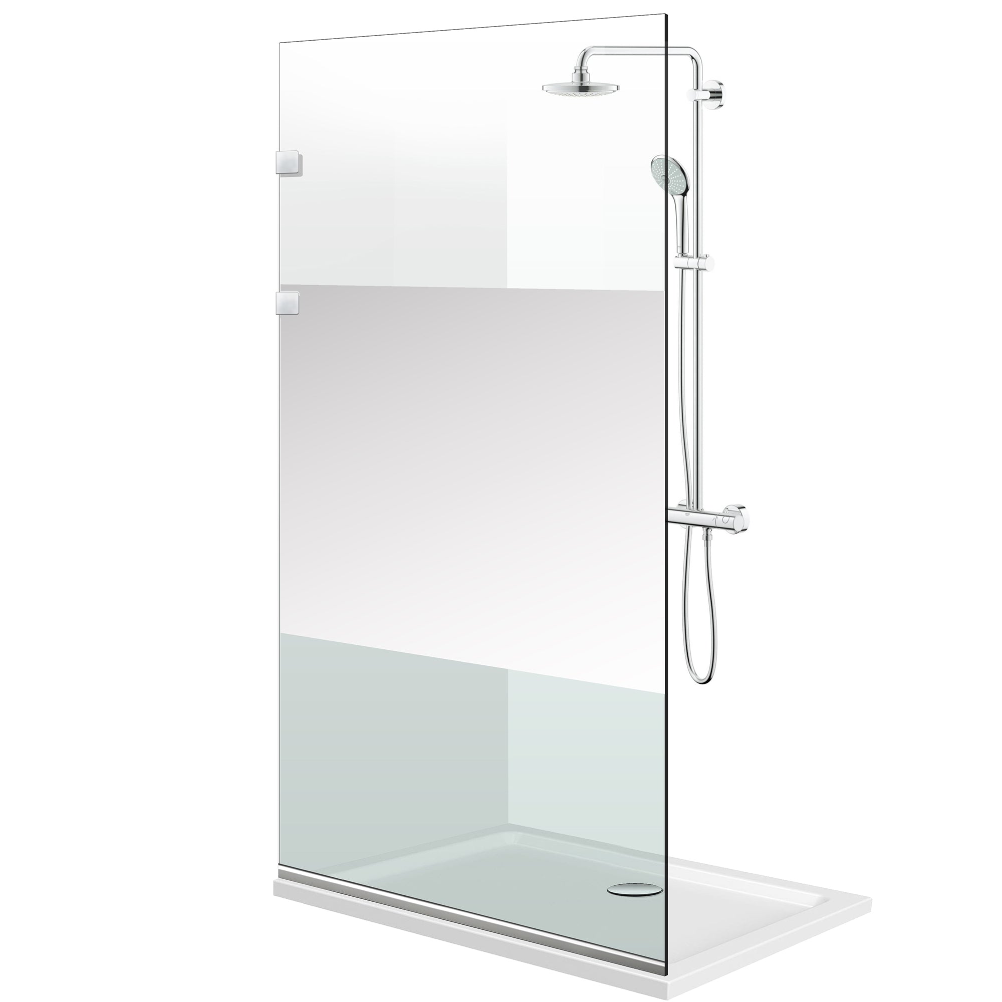Paravento doccia walk-in Aqua Elegance ® INOX, modello Line incolore, ferramenta completamente in acciaio inox, vetro chiaro, temperato