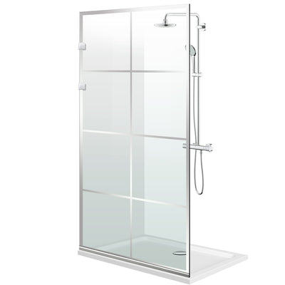 Paravento doccia walk-in Aqua Elegance ® INOX, modello Mode incolore, ferramenta completamente in acciaio inox, vetro chiaro, temperato