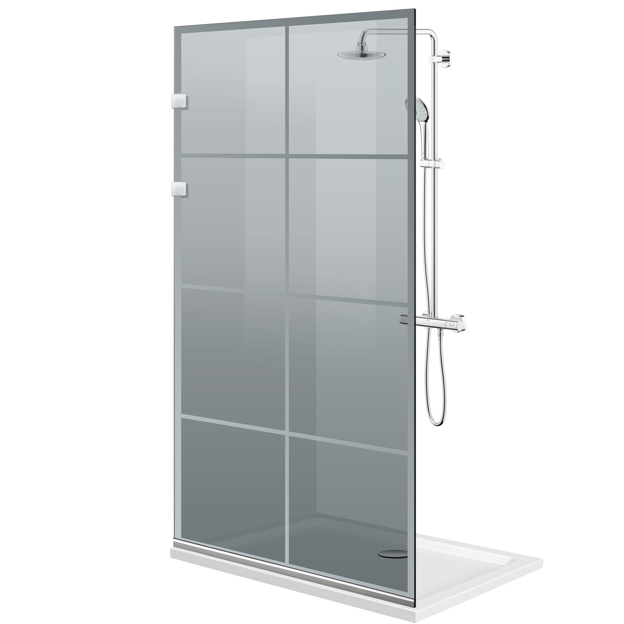 Paravan dus Walk-in, Perete dus Inox, #Gri