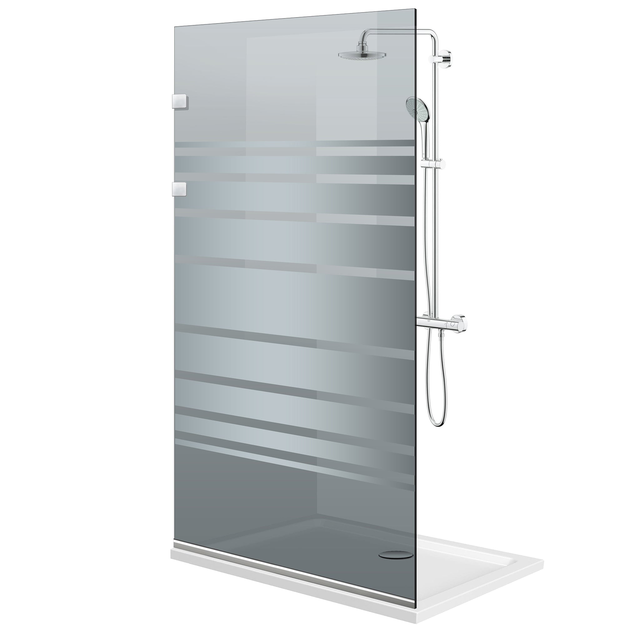 Paravan dus Walk-in, Perete dus Inox, #Gri