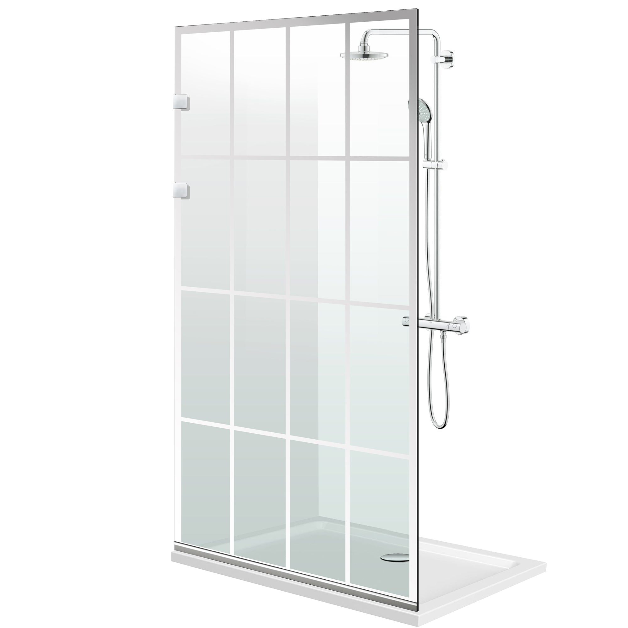 Paravento doccia walk-in Aqua Elegance ® INOX, modello Rank incolore, ferramenta completamente in acciaio inox, vetro chiaro, temperato