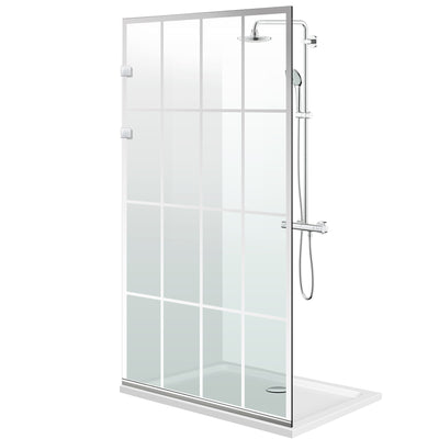 Paravento doccia walk-in Aqua Elegance ® INOX, modello Rank incolore, ferramenta completamente in acciaio inox, vetro chiaro, temperato