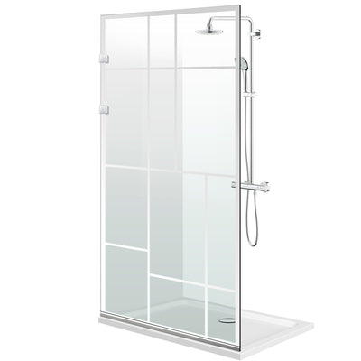 Paravento doccia walk-in Aqua Elegance ® INOX, modello Urban incolore, ferramenta completamente in acciaio inox, vetro chiaro, temperato