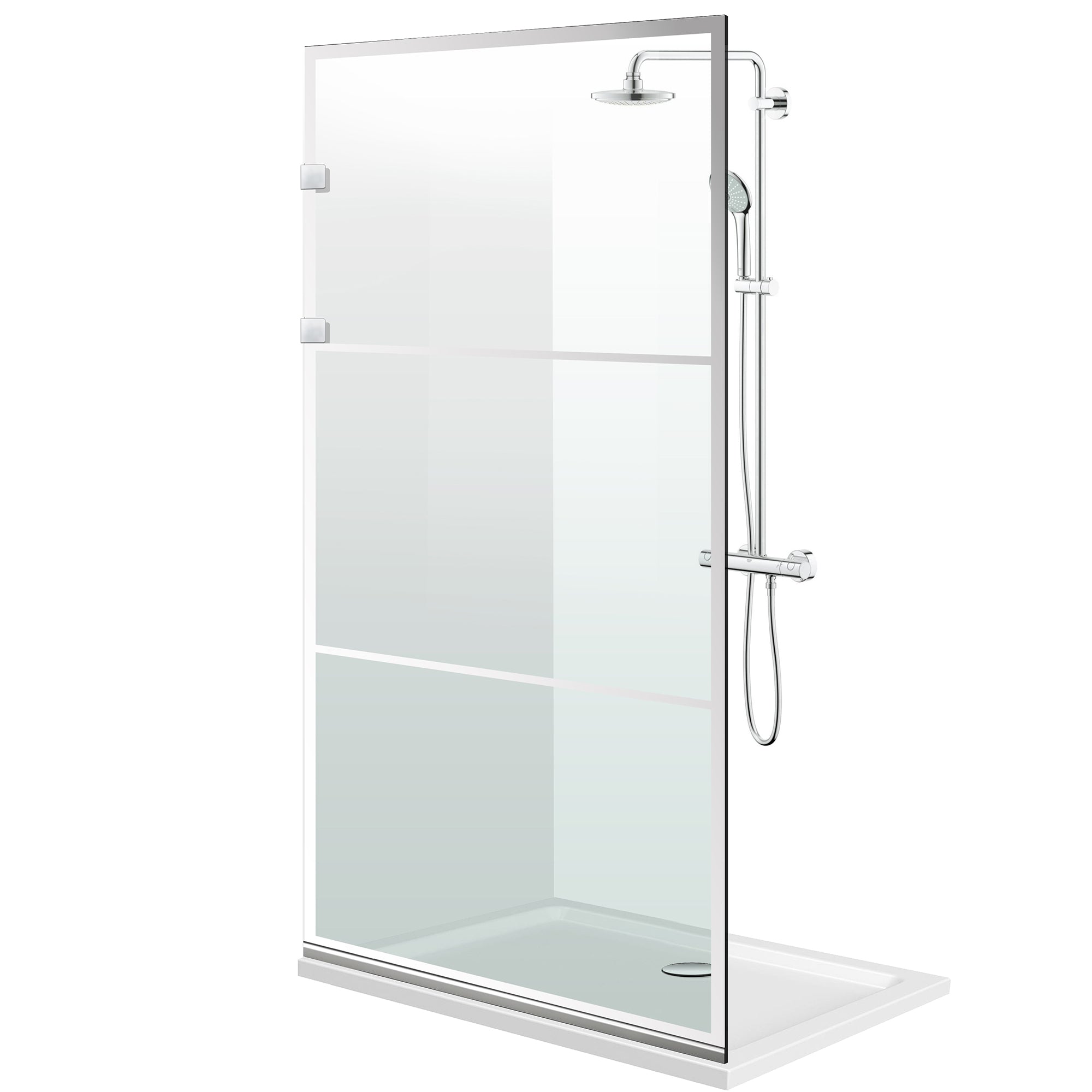 Aqua Elegance ® INOX walk-in shower screen, Vintage clear model, full stainless steel hardware, clear tempered glass