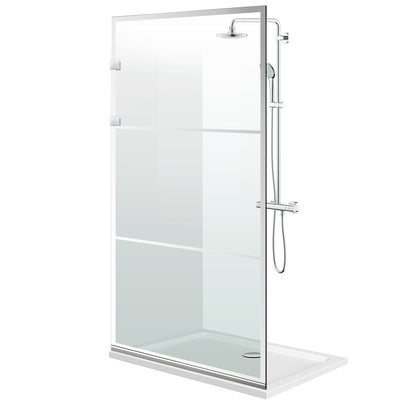Aqua Elegance ® INOX walk-in shower screen, Vintage clear model, full stainless steel hardware, clear tempered glass