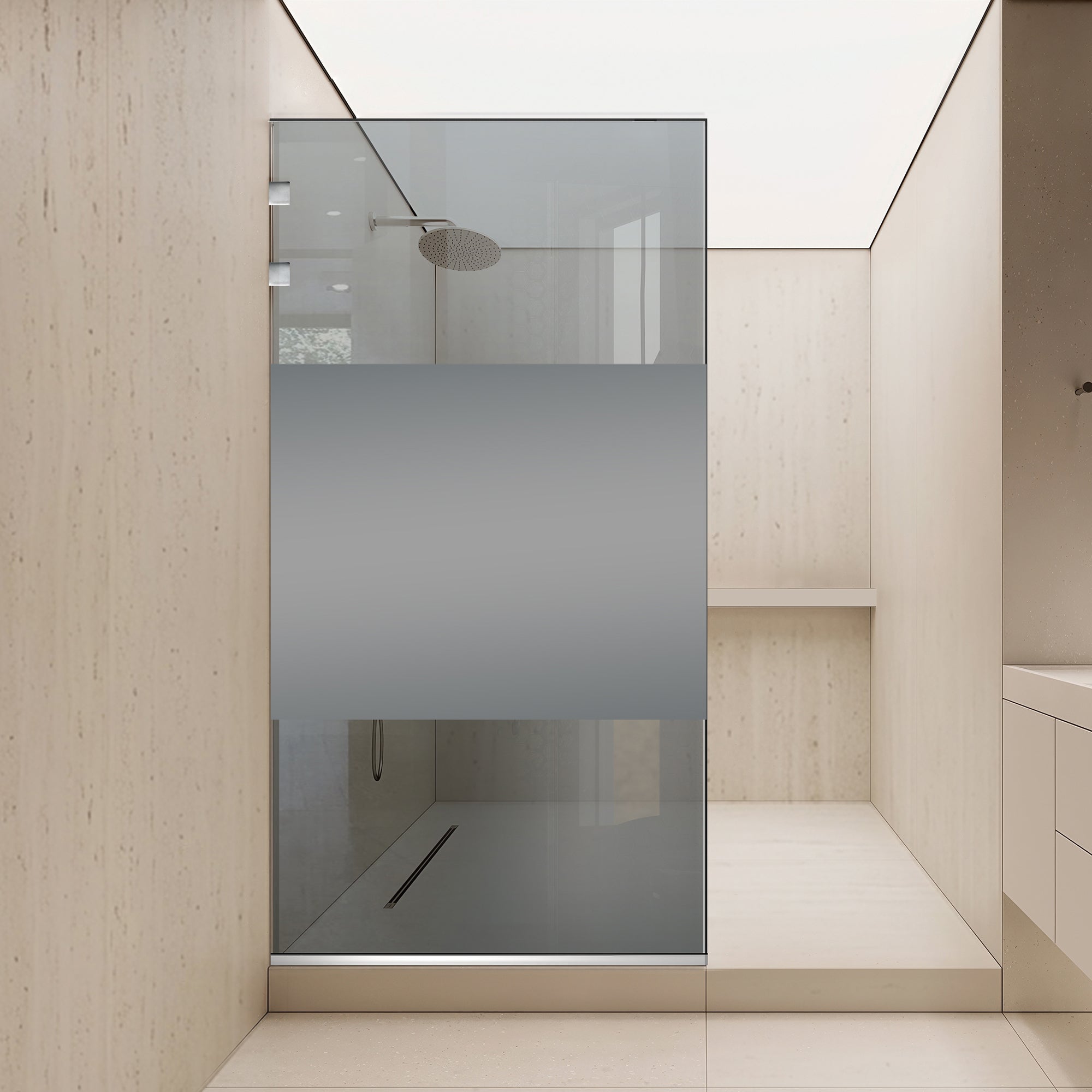 Paravan dus Walk-in, Perete dus Inox, #Gri