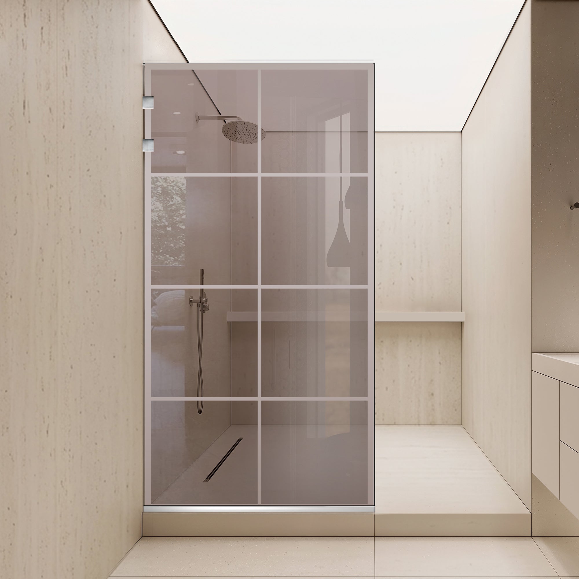 Paravento doccia walk-in Aqua Elegance ® Inox, modello Mode incolore, ferramenta completamente in acciaio inox, sicurizzato