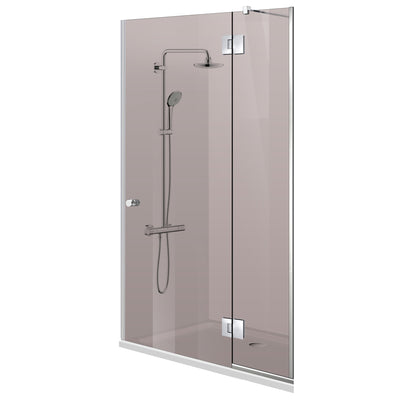 Porta doccia con parete fissa Aqua Line Plus ferramenta 100% INOX nero opaco, barra regolabile, vetro temperato 6 mm
